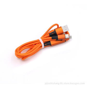 Yijiashishang 1m length nylon braided quick charging 2A fast 3 in 1 cable  3 in 1 mobile phone  usb charging cable
